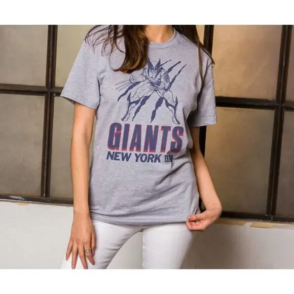 Marvel x Junk Food NY Giants Wolverine Graphic Tee Heather Gray NFL T-shirt - Picture 1 of 8